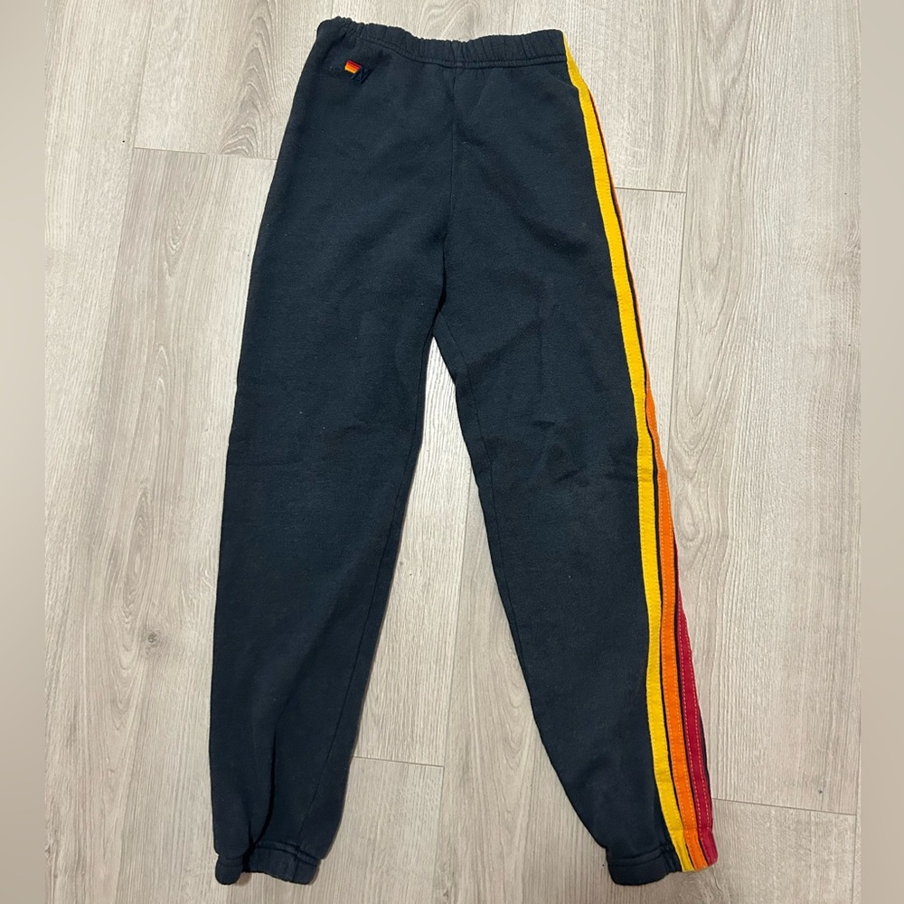 AVIATOR NATION KID'S 5 STRIPE SWEATPANTS - CHARCOAL SIZE 12